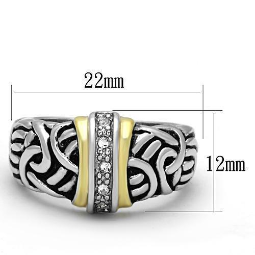 Alamode Reverse Two-Tone Brass Ring with Top Grade Crystal in Clear - Alamode