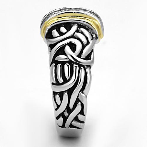 Alamode Reverse Two-Tone Brass Ring with Top Grade Crystal in Clear - Alamode