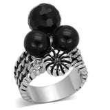 Alamode Rhodium Brass Ring with AAA Grade CZ in Black Diamond - Flyclothing LLC