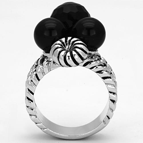 Alamode Rhodium Brass Ring with AAA Grade CZ in Black Diamond - Flyclothing LLC