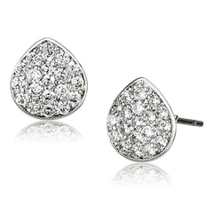 Alamode Rhodium Brass Earrings with AAA Grade CZ in Clear - Flyclothing LLC