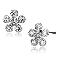 Alamode Rhodium Brass Earrings with AAA Grade CZ in Clear - Flyclothing LLC