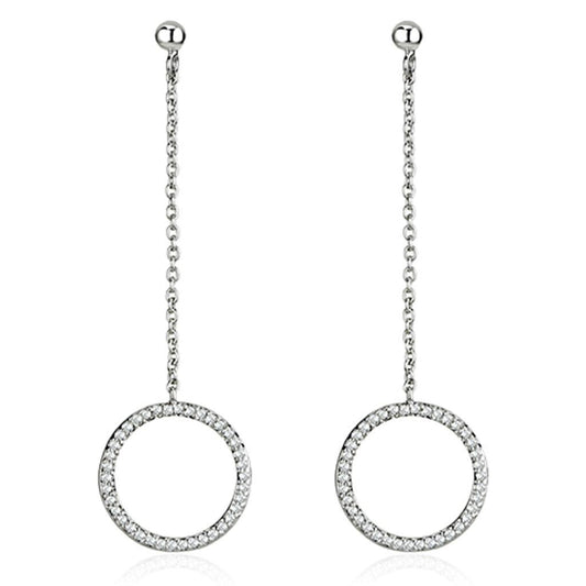 Alamode Rhodium Brass Earrings with AAA Grade CZ in Clear - Flyclothing LLC