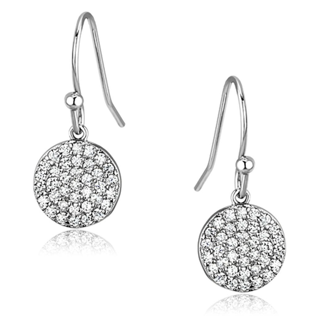 Alamode Rhodium Brass Earrings with AAA Grade CZ in Clear - Flyclothing LLC