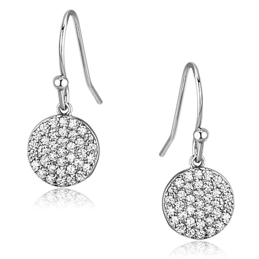 Alamode Rhodium Brass Earrings with AAA Grade CZ in Clear - Flyclothing LLC