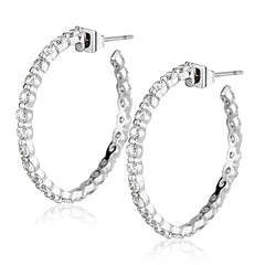 Alamode Rhodium Brass Earrings with AAA Grade CZ in Clear - Flyclothing LLC