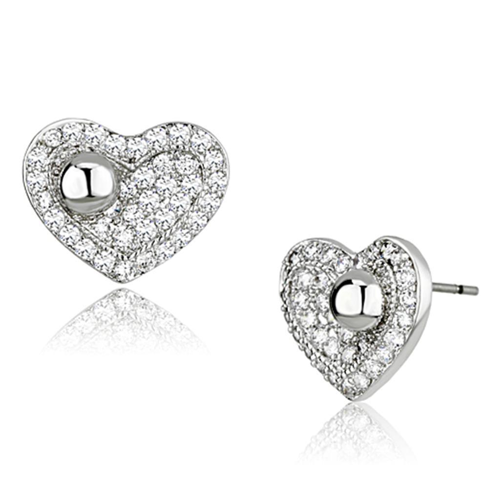 Alamode Rhodium Brass Earrings with AAA Grade CZ in Clear - Flyclothing LLC