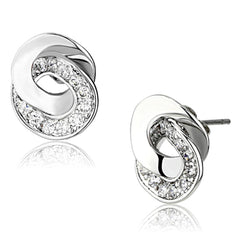 Alamode Rhodium Brass Earrings with AAA Grade CZ in Clear - Flyclothing LLC