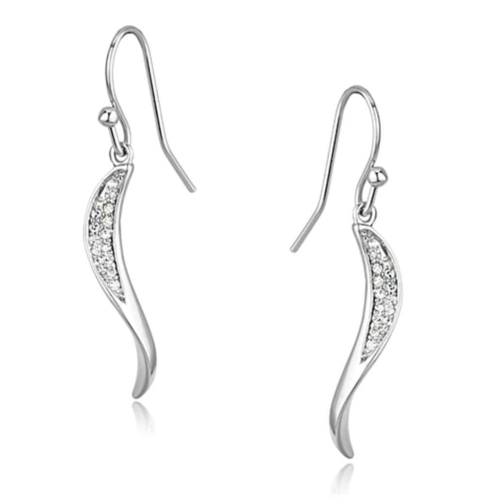 Alamode Rhodium Brass Earrings with AAA Grade CZ in Clear - Alamode