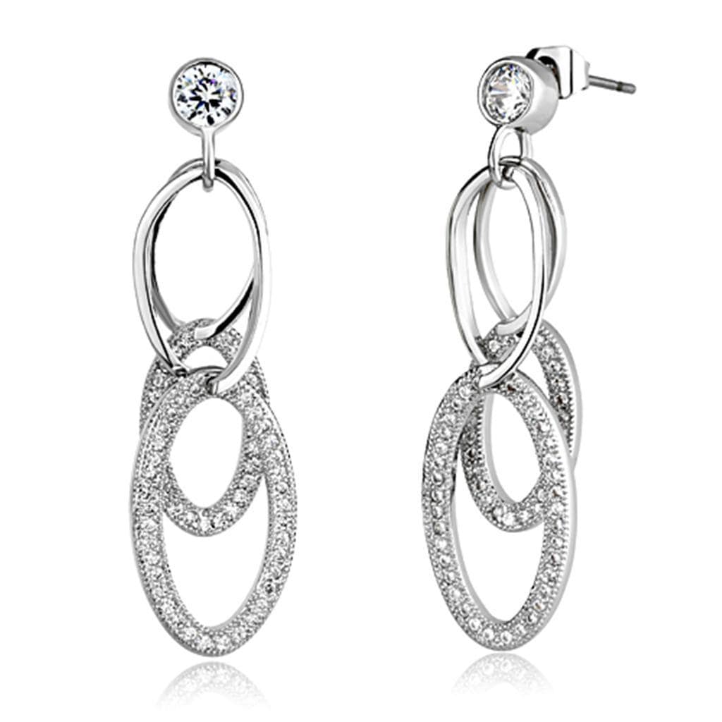 Alamode Rhodium Brass Earrings with AAA Grade CZ in Clear - Alamode