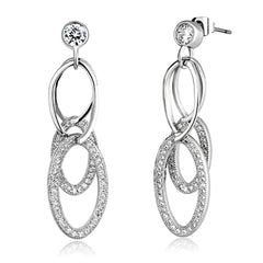 Alamode Rhodium Brass Earrings with AAA Grade CZ in Clear - Flyclothing LLC