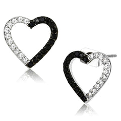 Alamode Rhodium + Ruthenium Brass Earrings with AAA Grade CZ in Jet - Alamode