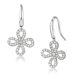 Alamode Rhodium Brass Earrings with AAA Grade CZ in Clear - Flyclothing LLC