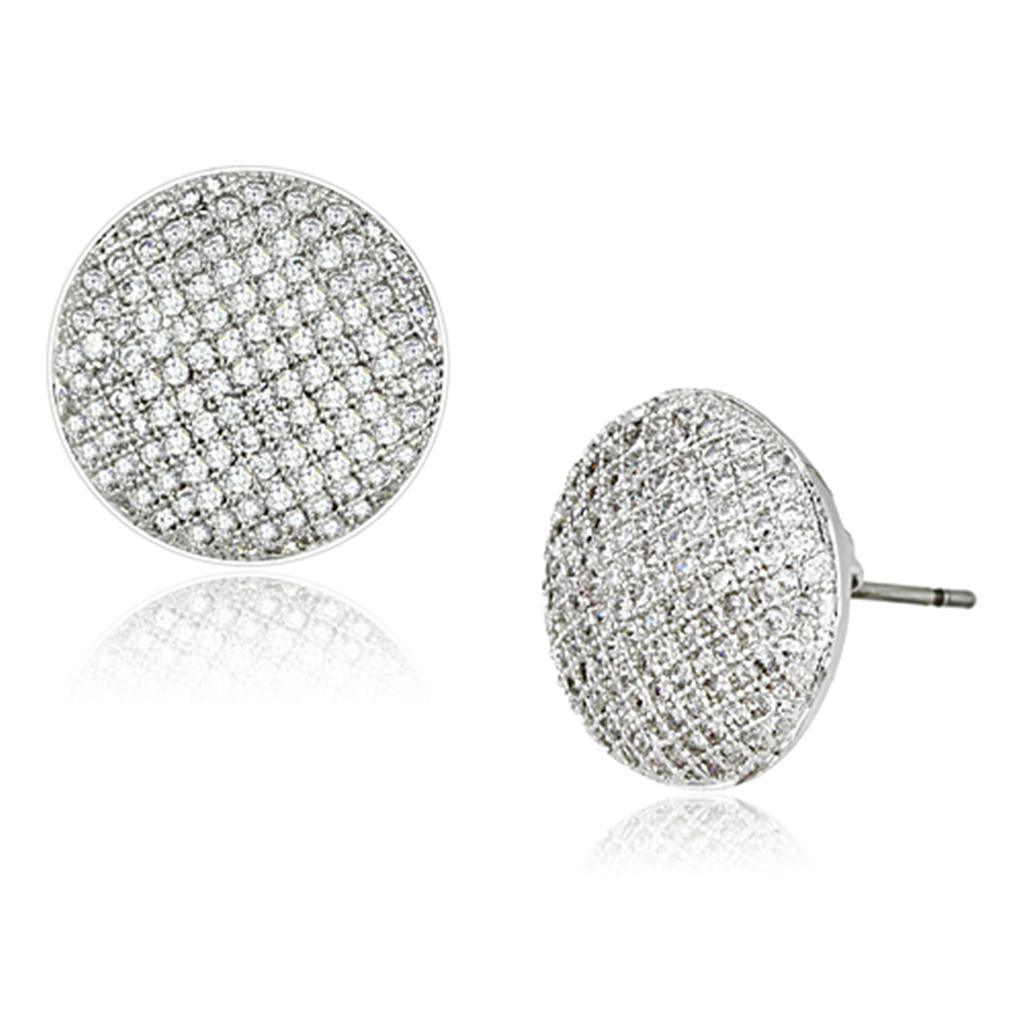 Alamode Rhodium Brass Earrings with AAA Grade CZ in Clear - Flyclothing LLC