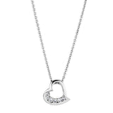 Alamode Rhodium Brass Necklace with AAA Grade CZ in Clear - Flyclothing LLC