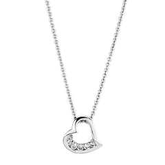 Alamode Rhodium Brass Necklace with AAA Grade CZ in Clear - Flyclothing LLC