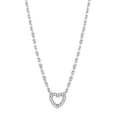 Alamode Rhodium Brass Necklace with AAA Grade CZ in Clear - Flyclothing LLC