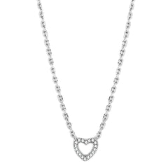 Alamode Rhodium Brass Necklace with AAA Grade CZ in Clear - Flyclothing LLC