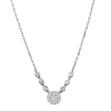 Alamode Rhodium Brass Necklace with AAA Grade CZ in Clear - Flyclothing LLC