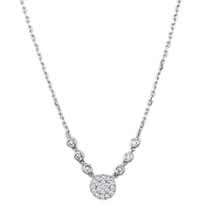 Alamode Rhodium Brass Necklace with AAA Grade CZ in Clear - Flyclothing LLC