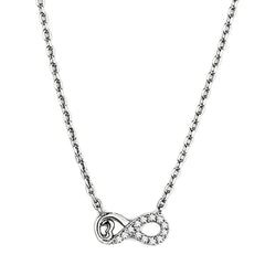 Alamode Rhodium Brass Necklace with AAA Grade CZ in Clear - Flyclothing LLC