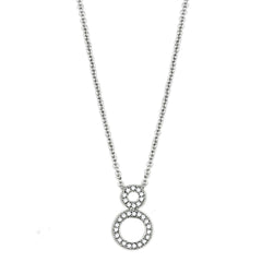 Alamode Rhodium Brass Necklace with AAA Grade CZ in Clear - Flyclothing LLC