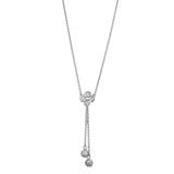 Alamode Rhodium Brass Necklace with AAA Grade CZ in Clear - Flyclothing LLC