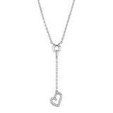 Alamode Rhodium Brass Necklace with AAA Grade CZ in Clear - Flyclothing LLC