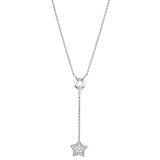 Alamode Rhodium Brass Necklace with AAA Grade CZ in Clear - Flyclothing LLC