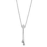 Alamode Rhodium Brass Necklace with AAA Grade CZ in Clear - Flyclothing LLC