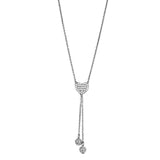 Alamode Rhodium Brass Necklace with AAA Grade CZ in Clear - Flyclothing LLC