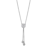 Alamode Rhodium Brass Necklace with AAA Grade CZ in Clear - Flyclothing LLC