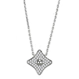 Alamode Rhodium Brass Necklace with AAA Grade CZ in Clear - Flyclothing LLC