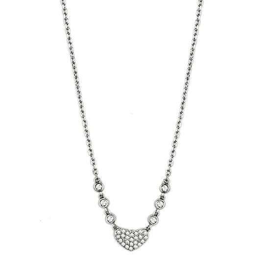 Alamode Rhodium Brass Necklace with AAA Grade CZ in Clear - Flyclothing LLC