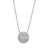 Alamode Rhodium Brass Necklace with AAA Grade CZ in Clear - Flyclothing LLC