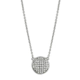 Alamode Rhodium Brass Necklace with AAA Grade CZ in Clear - Flyclothing LLC