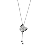 Alamode Rhodium + Ruthenium Brass Necklace with AAA Grade CZ in Black Diamond - Flyclothing LLC