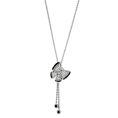 Alamode Rhodium + Ruthenium Brass Necklace with AAA Grade CZ in Black Diamond - Flyclothing LLC