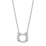 Alamode Rhodium Brass Necklace with AAA Grade CZ in Clear - Flyclothing LLC