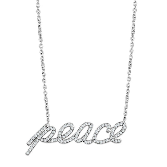 Alamode Rhodium Brass Necklace with AAA Grade CZ in Clear - Flyclothing LLC