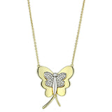 Alamode Gold+Rhodium Brass Necklace with AAA Grade CZ in Clear - Flyclothing LLC