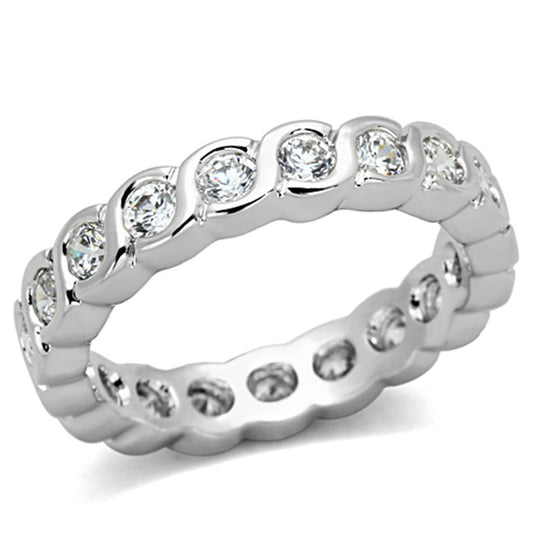 Alamode Rhodium Brass Ring with AAA Grade CZ in Clear - Flyclothing LLC