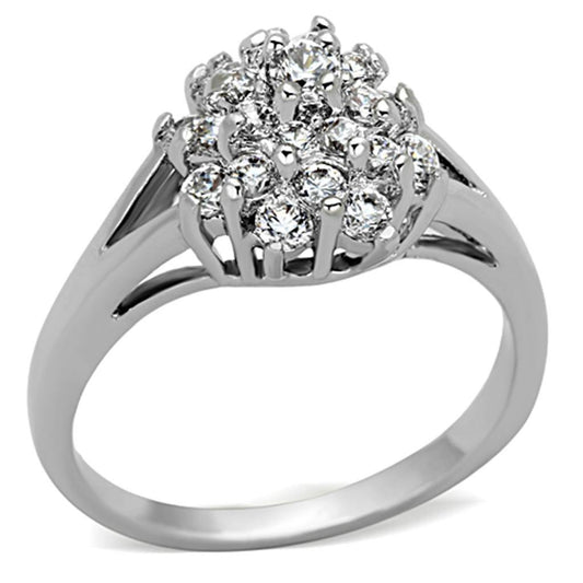 Alamode Rhodium Brass Ring with AAA Grade CZ in Clear - Flyclothing LLC