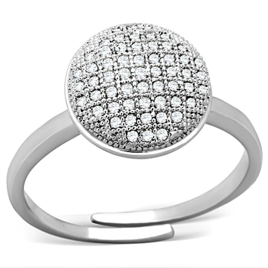 Alamode Rhodium Brass Ring with AAA Grade CZ in Clear - Flyclothing LLC