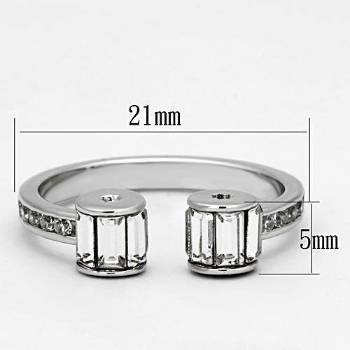 Alamode Rhodium Brass Ring with Top Grade Crystal in Clear - Alamode