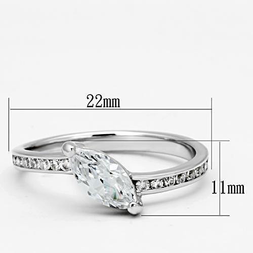 Alamode Rhodium Brass Ring with AAA Grade CZ in Clear - Flyclothing LLC