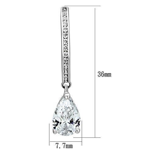 Alamode Rhodium Brass Earrings with AAA Grade CZ in Clear - Alamode