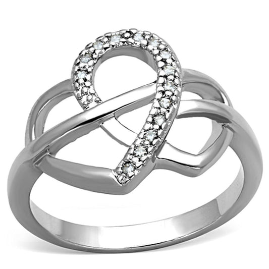 Alamode Rhodium Brass Ring with AAA Grade CZ in Clear - Flyclothing LLC