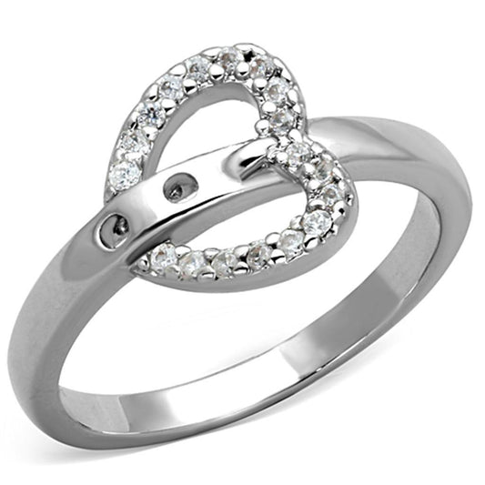 Alamode Rhodium Brass Ring with AAA Grade CZ in Clear - Flyclothing LLC