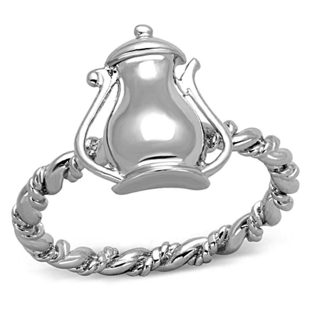 Alamode Rhodium Brass Ring with No Stone - Flyclothing LLC